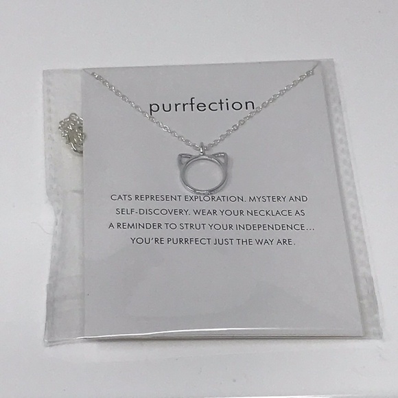 Purrfection Cat Necklace with Card - Silver Tone - Picture 3 of 3